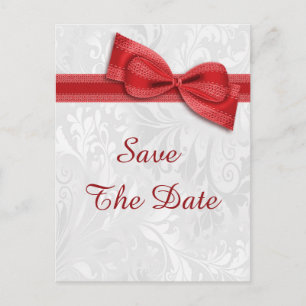 Carte Postale Faire-part 95e anniversaire Damask et Faux Bow Enregistrer la