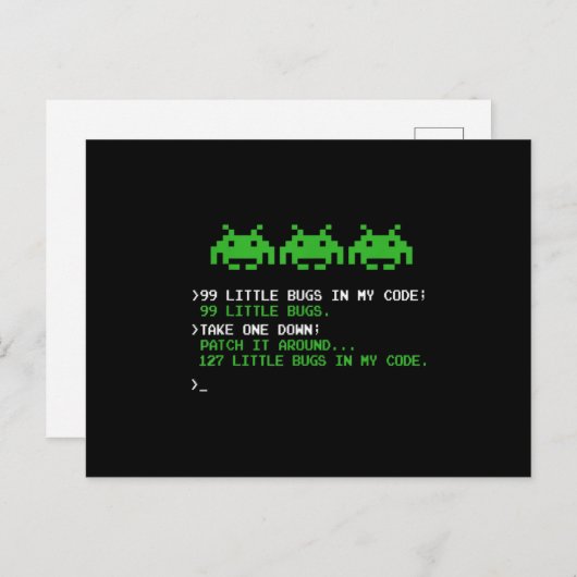 Carte Postale Faire-part 99 Little Bugs In The Code Software Engineer (Devant / Derrière)