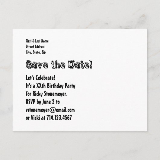 Carte Postale Faire-part 9e anniversaire Enregistrer la date Red Black Grun (Dos)