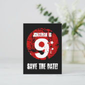Carte Postale Faire-part 9e anniversaire Enregistrer la date Red Black Grun (Debout devant)