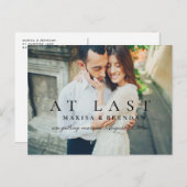 Carte Postale Faire-part À Dernier Elegant Black White Photo Enregistrer la (Devant / Derrière)