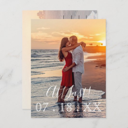 Carte Postale Faire-part À Dernier mariage élégant Enregistrer la date (Devant / Derrière)