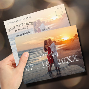 Carte Postale Faire-part À Dernier Simple Modern Photo Wedding Enregistrer 