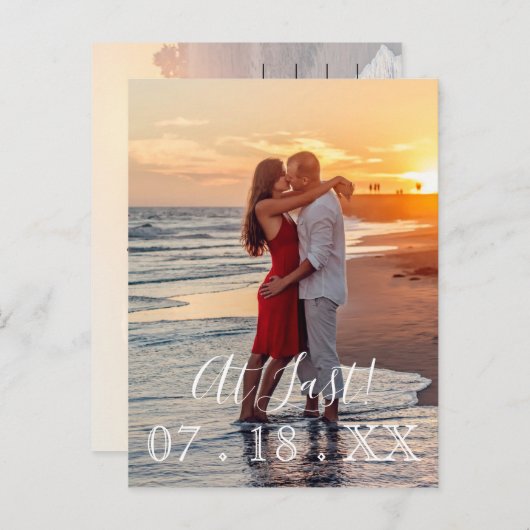 Carte Postale Faire-part À Dernier Simple Modern Photo Wedding Enregistrer (Devant / Derrière)