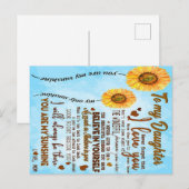 Carte Postale Faire-part À ma fille | Lettre spéciale à ma fille (Devant / Derrière)