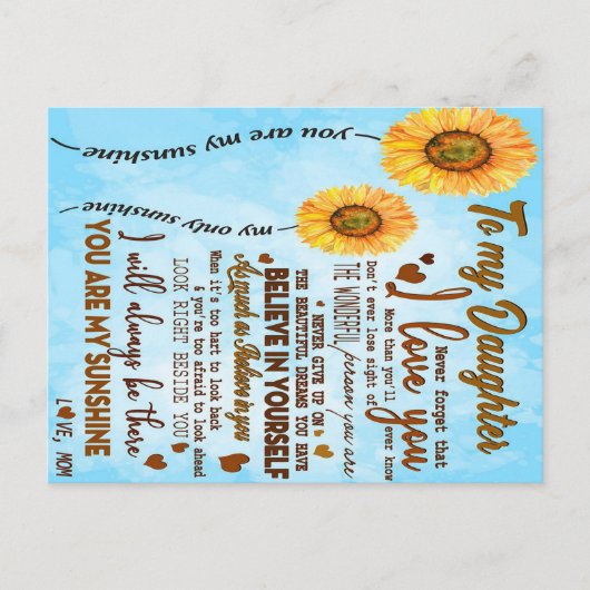 Carte Postale Faire-part À ma fille | Lettre spéciale à ma fille (Devant)