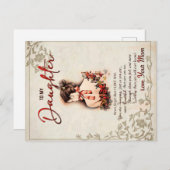 Carte Postale Faire-part À Mon Cadeau Fille, Lettre D'Amour Fille Et Maman (Devant / Derrière)