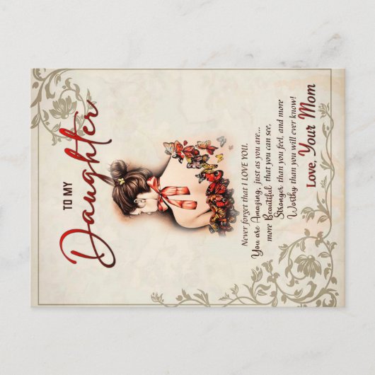 Carte Postale Faire-part À Mon Cadeau Fille, Lettre D'Amour Fille Et Maman (Devant)
