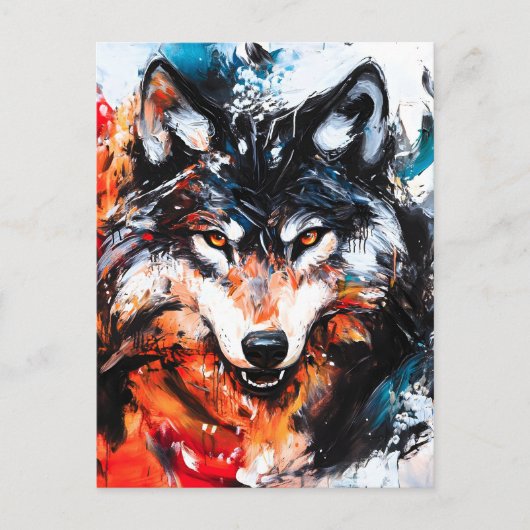 Carte Postale Faire-part Abstract Wild Spirit Wolf (Devant)