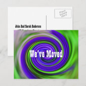 Carte Postale Faire-part Abstrait Purple Swirls Nouvelle adresse (Devant / Derrière)