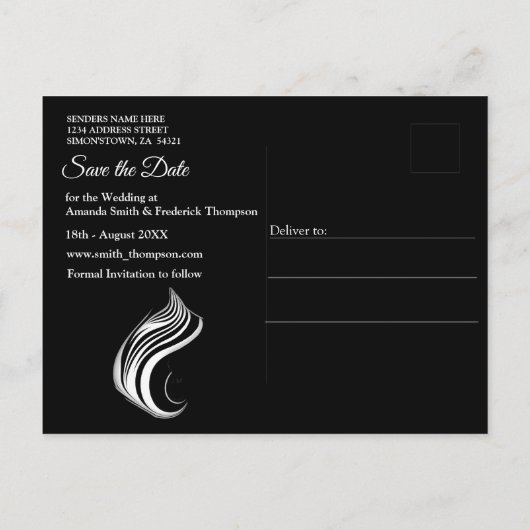 Carte Postale Faire-part Abstraits sans couture noir et blanc créatifs (Dos)