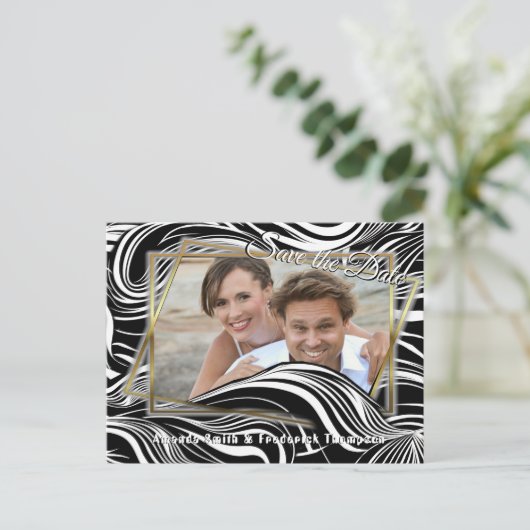 Carte Postale Faire-part Abstraits sans couture noir et blanc créatifs (Debout devant)