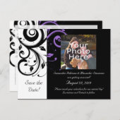 Carte Postale Faire-part Accent blanc violet noir violet Enregistrer la car (Devant / Derrière)