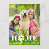 Carte Postale Faire-part Accueil Nous avons déménagé Famille Chien Empreint (Devant)