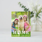 Carte Postale Faire-part Accueil Nous avons déménagé Famille Chien Empreint (Debout devant)