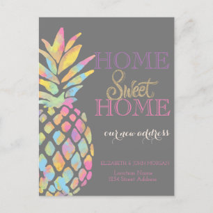 Carte Postale Faire-part Accueil Sweet Home, Aquarelle Ananas Nouvelle adre