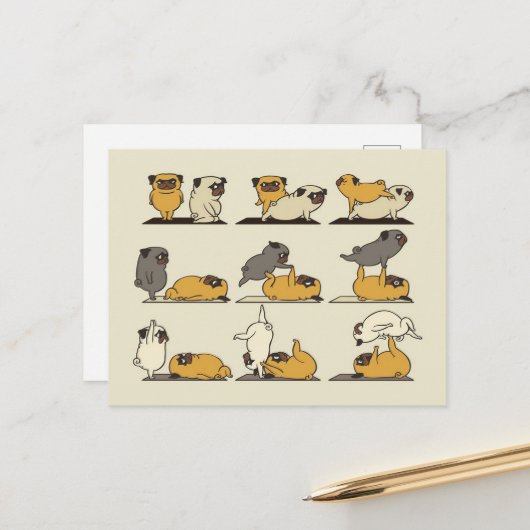 Carte Postale Faire-part Acroyoga Avec Le Carlin French Bulldog Lover (Devant/Arrière en situation)