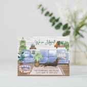 Carte Postale Faire-part Adorable Dachshund Noir Maison Cosy Déménagement N (Debout devant)