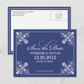 CARTE POSTALE FAIRE-PART AFFAIRE BLEU DE MARINE | ANNONCE DE MISE À JOUR DE (Devant / Derrière)