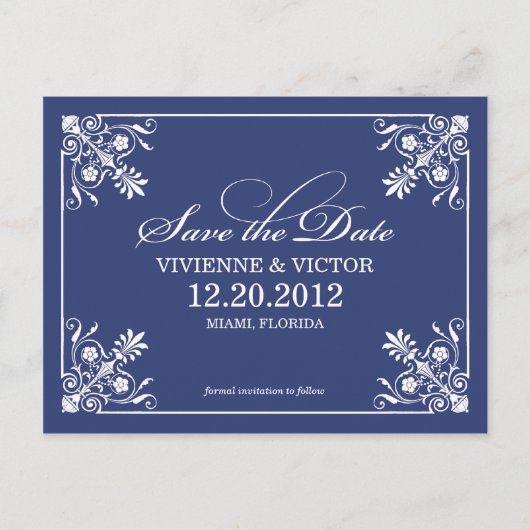 CARTE POSTALE FAIRE-PART AFFAIRE BLEU DE MARINE | ANNONCE DE MISE À JOUR DE (Devant)