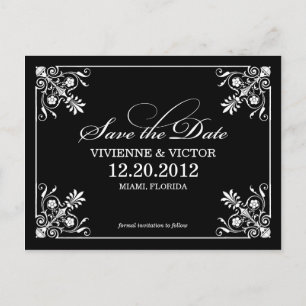 CARTE POSTALE FAIRE-PART AFFAIRE NOIRE ET BLANCHE ENREGISTRER LA DATE D'A