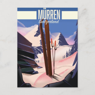Carte Postale Faire-part Affiche de Murren Suisse art d'impression ski.
