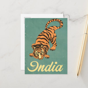 Carte Postale Faire-part Affiche de voyage vintage Tigre d'Inde