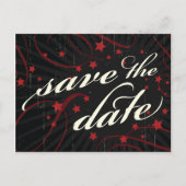 Carte Postale Faire-part Affiche Rustique : Rouge & Noir Enregistrez la Dat (Devant)