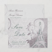 Carte Postale Faire-part Affiche rustique : Teal subtil et violet Enregistr (Devant / Derrière)