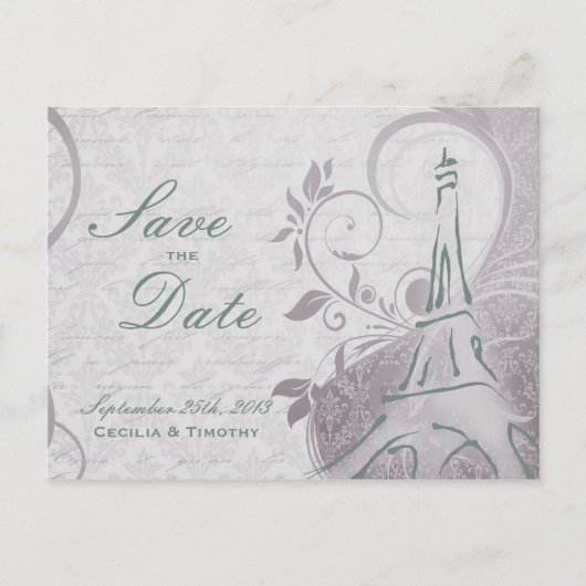 Carte Postale Faire-part Affiche rustique : Teal subtil et violet Enregistr (Devant)