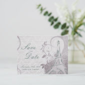 Carte Postale Faire-part Affiche rustique : Teal subtil et violet Enregistr (Debout devant)