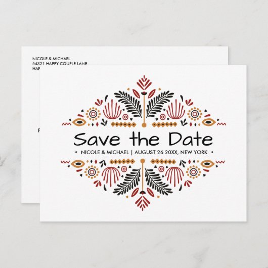 Carte Postale Faire-part Africana | Ankara Kente Mariage (Devant / Derrière)