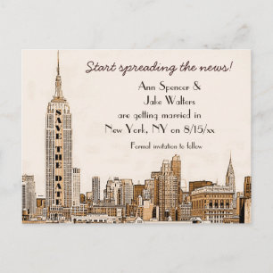 Carte Postale Faire-part AG - NYC Skyline Gravé 01 Date à retenir
