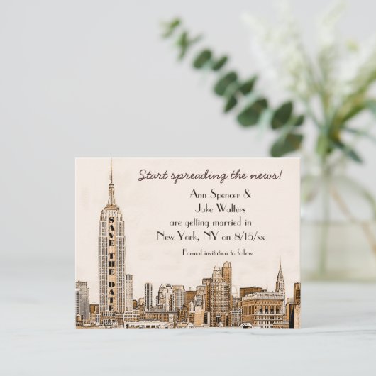 Carte Postale Faire-part AG - NYC Skyline Gravé 01 Date à retenir (Debout devant)