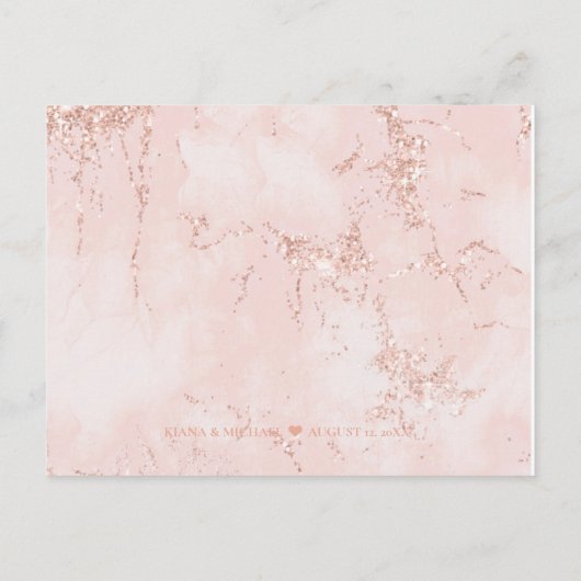 Carte Postale Faire-part Agate Geode Mariage Rose Parties scintillant Gold  (Dos)