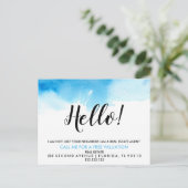 Carte Postale Faire-part Agent immobilier HELLO bleu aquarelle (Debout devant)