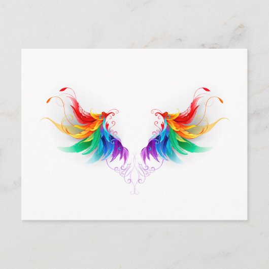 Carte Postale Faire-part Ailes fluffy arc-en-ciel (Devant)
