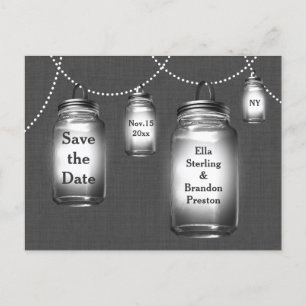 Carte Postale Faire-part Aimez les pots Mason Enregistrez la date