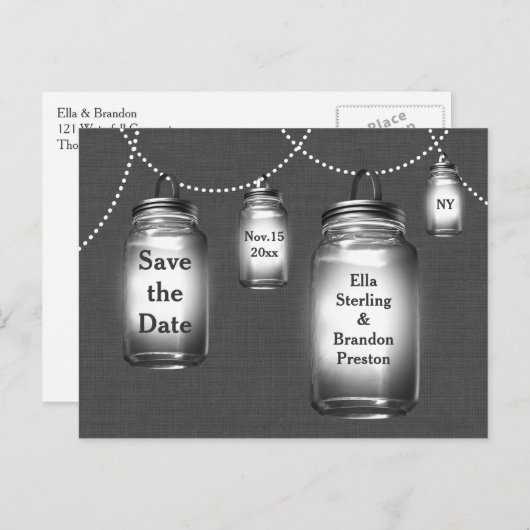 Carte Postale Faire-part Aimez les pots Mason Enregistrez la date (Devant / Derrière)