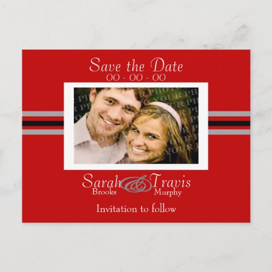 Carte Postale Faire-part Ajouter votre propre photo - Rouge (Devant)