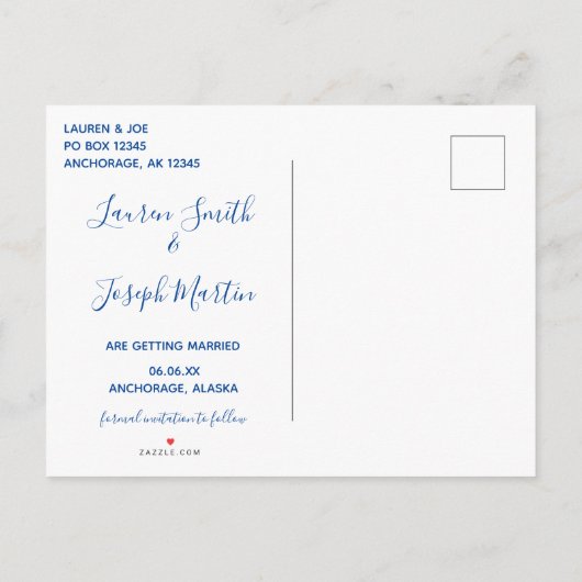 Carte Postale Faire-part Alaska Forme Photo Enregistrer la date (Dos)