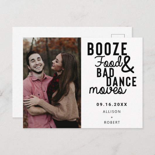 Carte Postale Faire-part Alcool Nourriture & Mauvaises Danses Drôles Photos (Devant / Derrière)