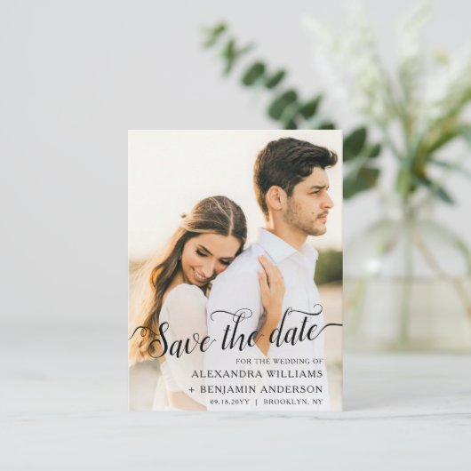 Carte Postale Faire-part Alexandra Élégant Écriture Manuscrite Photo Save t (Debout devant)