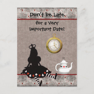 Carte Postale Faire-part Alice au Pays des Merveilles Fête Prénatale de Sau