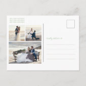 Carte Postale Faire-part Alisha Sage Vert Botanique Mariage élégant (Dos)