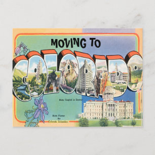 Carte Postale Faire-part Aller au Colorado Vintage Changement d'adresse