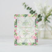 Carte Postale Faire-part Aloha Flamant rose Plage tropicale SAVE la date (Debout devant)