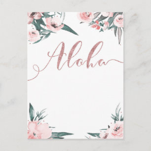 Carte Postale Faire-part Aloha Pink Tropical Floral Modern Enregistrer la d
