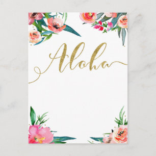 Carte Postale Faire-part Aloha Tropical Summer Floral Modern Enregistrer la