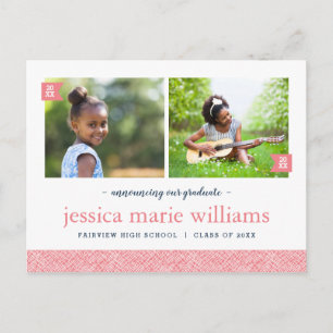 Carte Postale Faire-part Alors et maintenant 2 Photo Graduation Party Invit